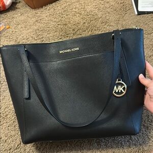 Michael Kors Black Tote with Gold Accents